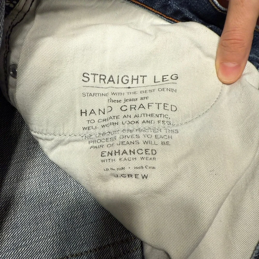 J. Crew Men 35W 36L (34) Straight Leg Denim Blue Jeans Cotton Casual Work (READ)